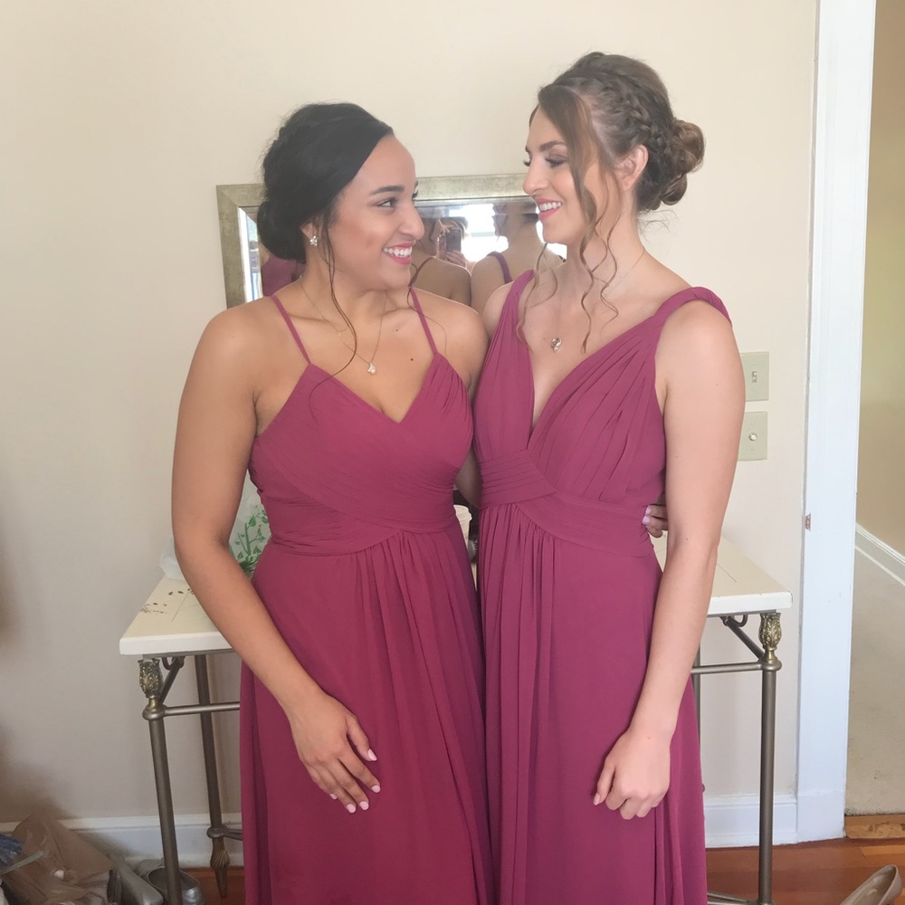 Mulberry long bridesmaids dress